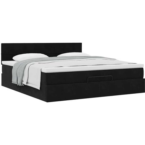  Otomanski krevet s madracem crni 160x200 cm bar&amp;scaron;unasti Slike