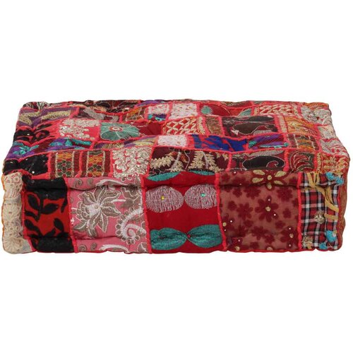  Tabure s patchworkom četvrtasti pamučni 50 x 50 x 12 cm crveni Cijene