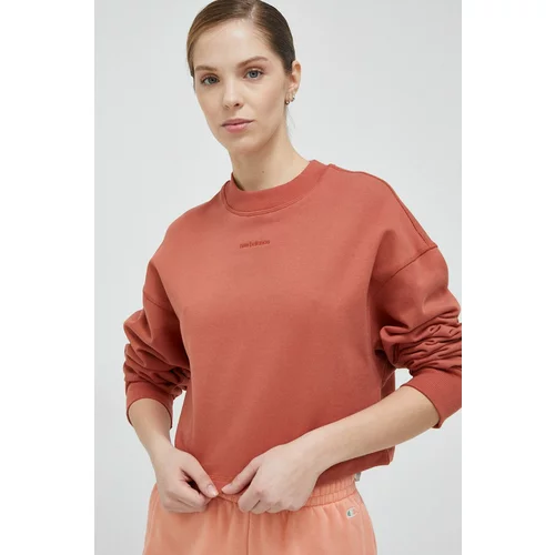 New Balance Bombažen pulover ženska, rdeča barva