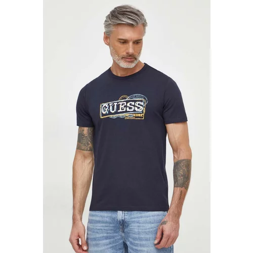 Guess Majica kratkih rukava za muškarce, boja: tamno plava, s tiskom
