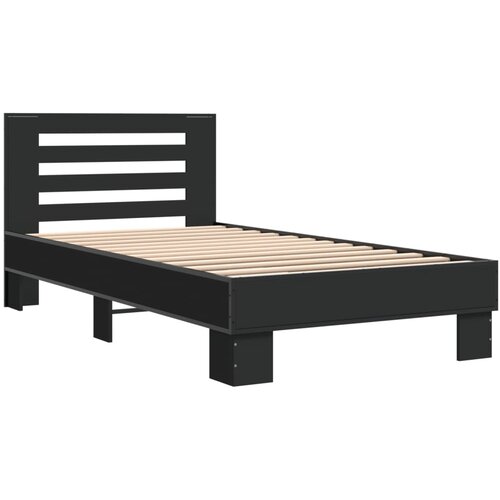  Okvir za krevet crni 75 x 190 cm od konstruirano drvo i metal Slike