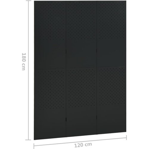  pregrada s 3 panela crna 120 x 180 cm čelična Slike