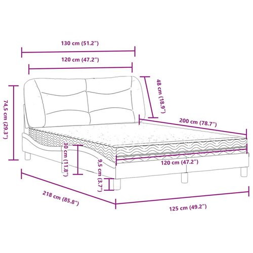  Krevet s madracem crni 120 x 200 cm od tkanine Slike