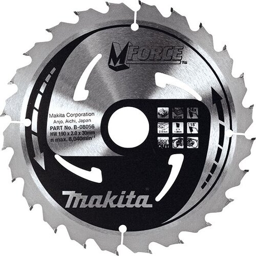 Makita list rezna ploča za drvo za pilu M-Force 190X30mm 24Z B-08056 Slike