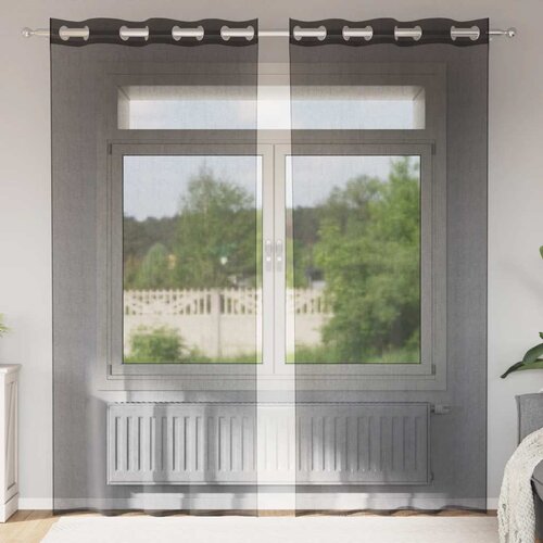 vidaXL Voile zavjese s ušicama 2 kom crne 140x245 cm Cijene