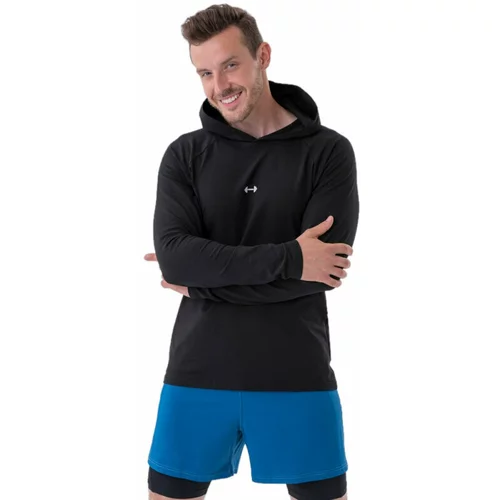 NEBBIA Long-Sleeve T-shirt with a Hoodie Black L
