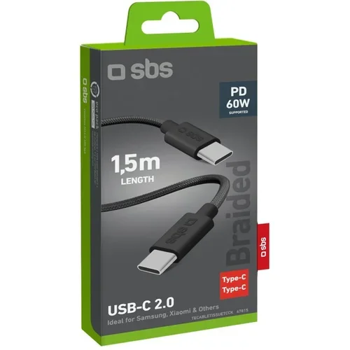 Sbs USB-C na USB-C 1,5M (črn) povezovalni kabel, (20816654)