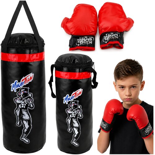  Children's Punching Bag Exercise Set MUAY THAI Gloves 65x22cm L Cene