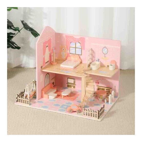 Premium Stil Dečija drvena kućica za lutke - roze MSN23033 ( 14422 ) Slike