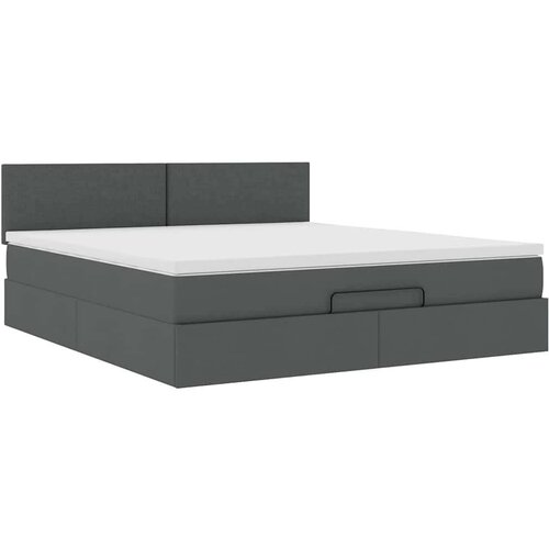 VidaXL Otomanski krevet s madracem tamnosivi 160x200cm od tkanine Slike