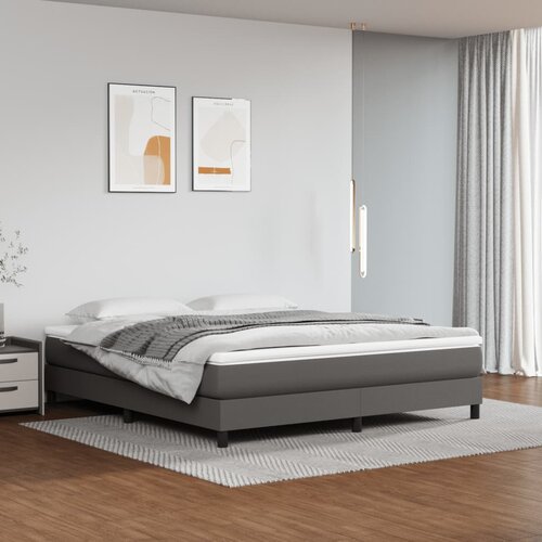  Madrac s džepičastim oprugama srednje tvrdoće sivi 160x200x20 cm umjetne kože Slike