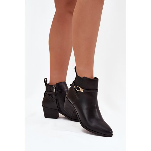 Boto Women&amp;#039;s Ankle Boots With Zip With Strap And Gold Detail Black Zelinae Slike