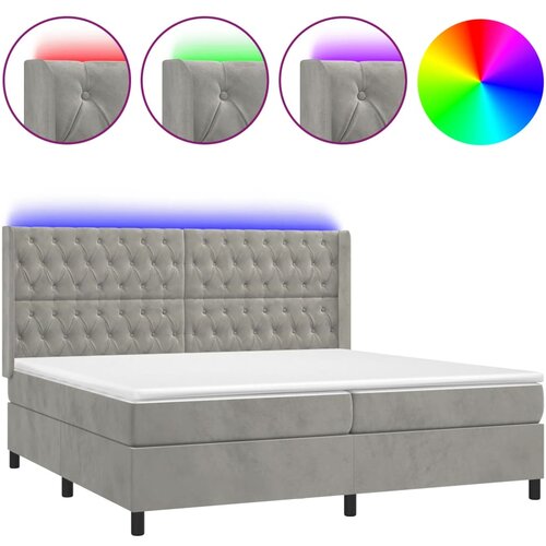  box spring s madracem LED svjetlosivi 200x200 cm bar&amp;scaron;un Slike