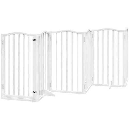 vidaXL Ograda za pse z vrati zložljiva 15 panelov bela 750 cm les Cene