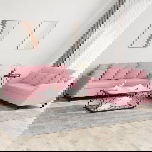 VidaXL 2-dijelni set sofa s jastucima ružičasti bar&amp;scaron;unasti Slike