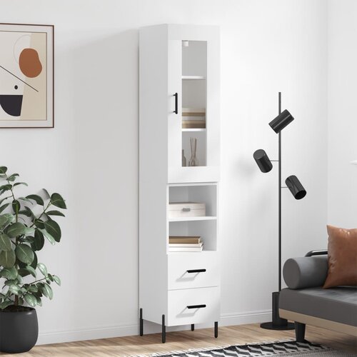 The Living Store Visoka omara bela 34,5x34x180 cm inženirski les - Visoka Omara, (21430664) Slike