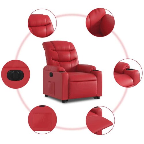  Električni naslonjač na podizanje umjetna koža crveni Slike
