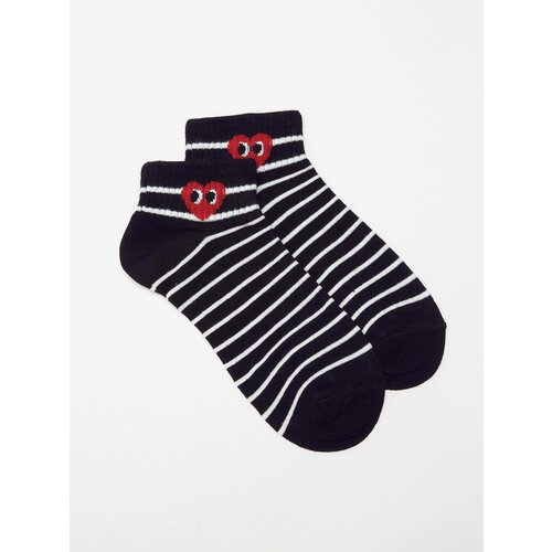Yups Striped socks with red heart black Slike