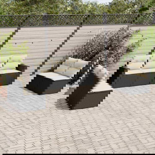 VidaXL 7-dijelni set vrtnih sofa od poliratana s jastucima crni Slike
