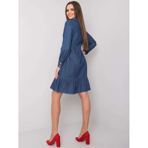 Fashion Hunters Dark blue dress with a frill Sophia RUE PARIS Slike
