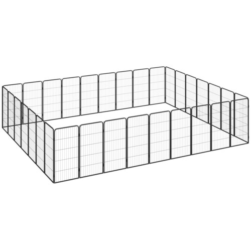  Ograda za pse s 32 panela crna 50 x 100 cm čelik obložen prahom Cene