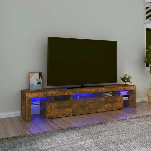 TV ormarić s LED svjetlima boja dimljenog hrasta 200x36 5x40 cm