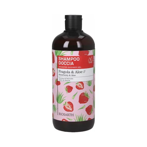 Bioearth Family 2 v 1 šampon in gel za tuširanje z jagodo in aloe vero - 500 ml