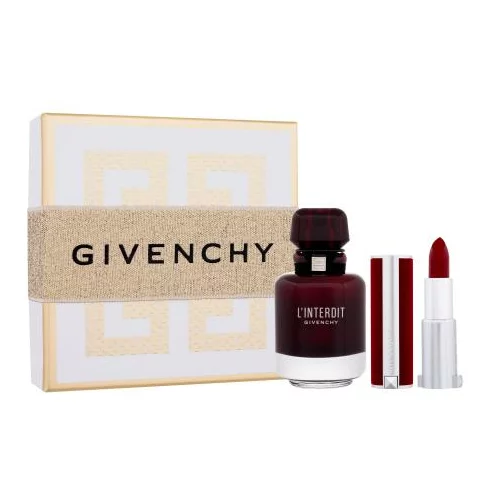 Givenchy L´Interdit Rouge Set parfemska voda 50 ml + ruž za usne Le Rouge Deep Velvet 3,4 g 37 Rouge Grainé za ženske