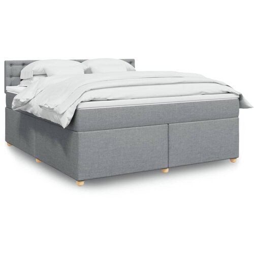 VidaXL Box spring postelja z vzmetnico svetlo siva 180x200 cm blago Slike