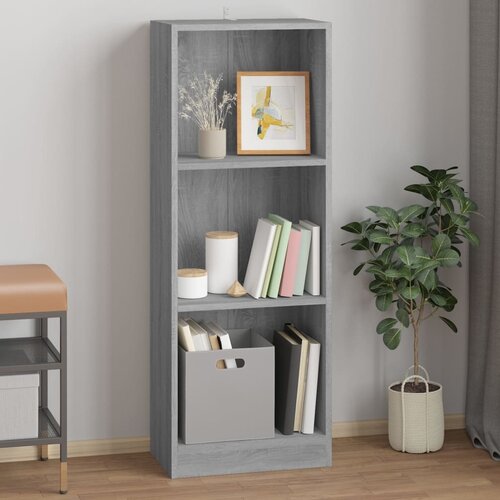The Living Store Knjižna omara 3-nadstropna siva sonoma 40x24x109 cm inžen. les - Knjižna Omara, (21436429) Cene