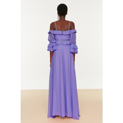 Trendyol Light Purple Sleeve Detailed Volleyball Evening Dress & Graduation Dress Cene