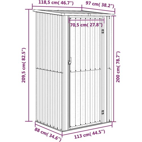  Vrtna kućica smeđa 118,5x97x209,5 cm pocinčani čelik Slike
