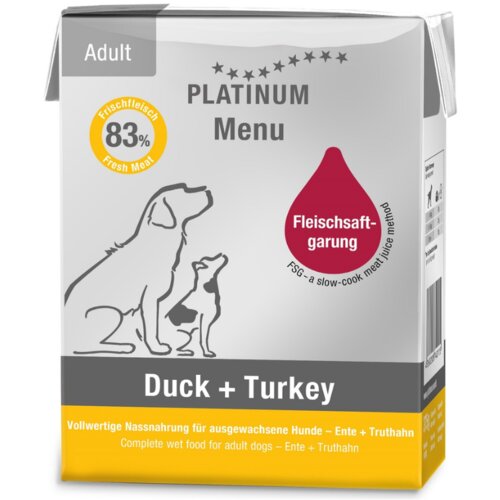 Platinum vlažna hrana za pse menu duck&turkey 185g Slike