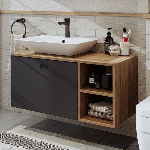 Hanah home kupatilski ormarić sa lavaboom 2454, 95 cm, atlantski bor / antracit Cene