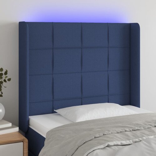 The Living Store led posteljno vzglavje modro 93x16x118/128 cm blago - led vzglavje, (21438143) Slike