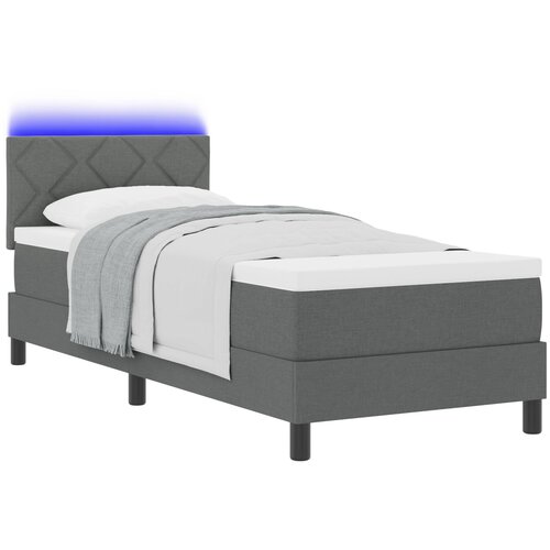 VidaXL Postelja s podnožjem z vzmetnico &amp;amp; LED Temno Siva 80x200 cm Tkanina Slike