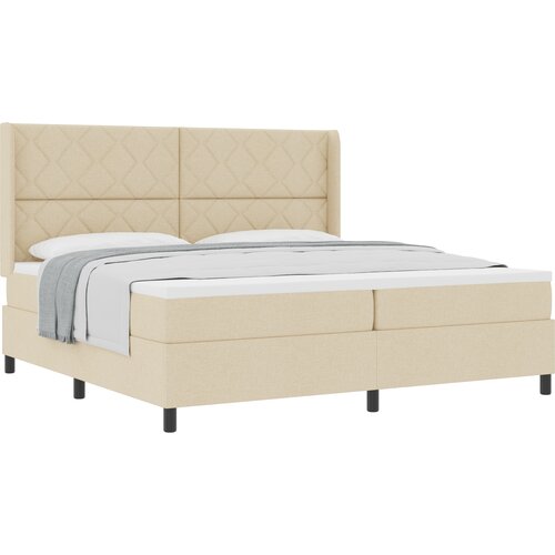 vidaXL Škatlasta postelja z vzmetnico Krem 200x200 cm Tkanina, (22082831) Cene