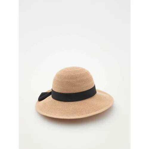 Reserved - Pleteni šešir s mašnom - bež