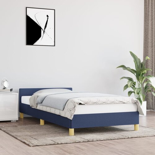 The Living Store Posteljni okvir z vzglavjem moder 90x200 cm blago - Posteljni Okvir Z Vzglavjem, (21522931) Cene