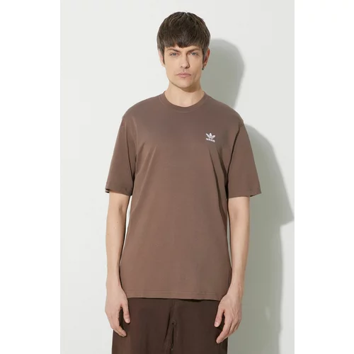 Adidas Bombažna kratka majica Essential Tee moška, rjava barva, IR9688