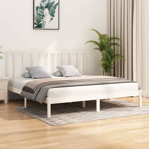The Living Store Posteljni okvir bel iz trdne borovine 200x200 cm - Posteljni Okvir, (21530577) Slike