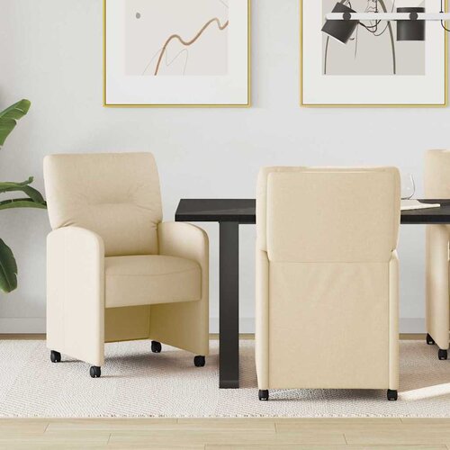 vidaXL Jedilni stoli s kolesi 2 pcs krema 57 x 67 x 95 cm blago Cene