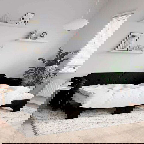  Dnevni krevet na razvlačenje s madracima crni 80x200 cm tkanina Cijene