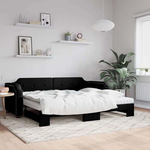  Izvlečna dnevna postelja z vzmetnico črna 80x200 cm b Slike