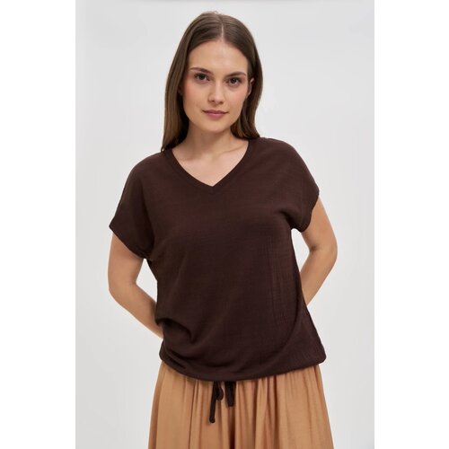 Marisse Brown V-Neck Blouse Slike
