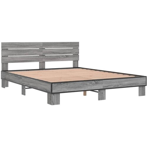 VidaXL Okvir kreveta boja hrasta 160x200 cm konstruirano drvo i metal Slike