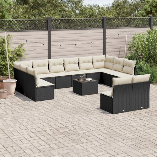  13-dijelni set vrtnih sofa s jastucima poliratan crni Cijene