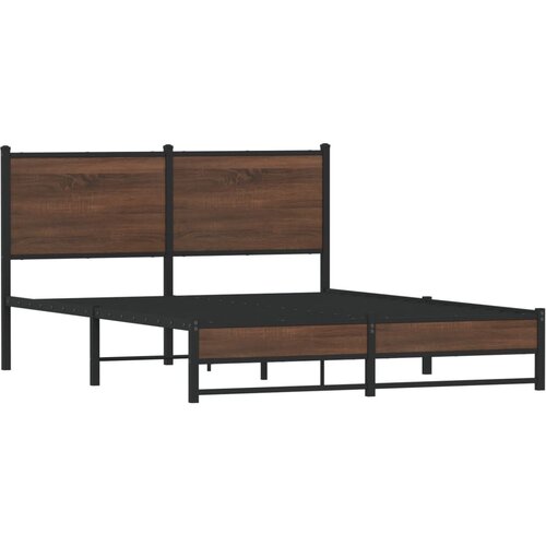 vidaXL Kovinski posteljni okvir z vzglavjem rjavi hrast 140x200 cm, (21322064) Cene