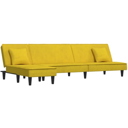 Maison Chic Raztegljiv kavč - Raztegljivi divan L oblike rumen 255x140x70 cm žamet, (21729243) Cene