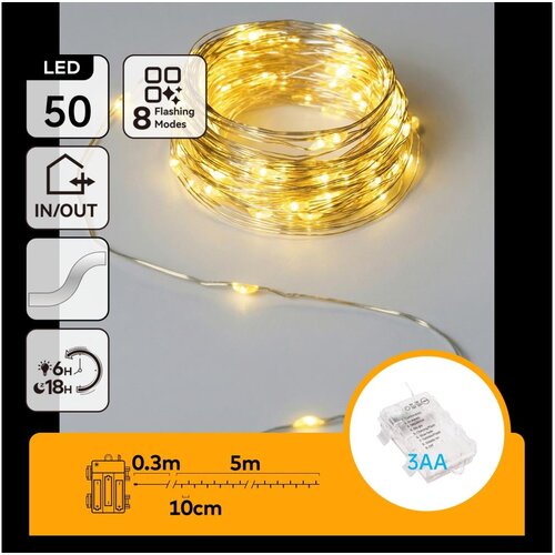 Aigostar LED niz 50xLED/3xAA 5,3m topla bela Slike